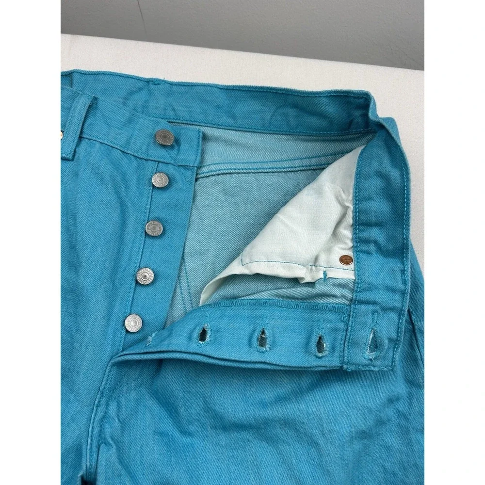 Levi's 501XX Jeans Button Fly Jeans Blue Teal Denim Pants Men's 34x36 Fits 32x29